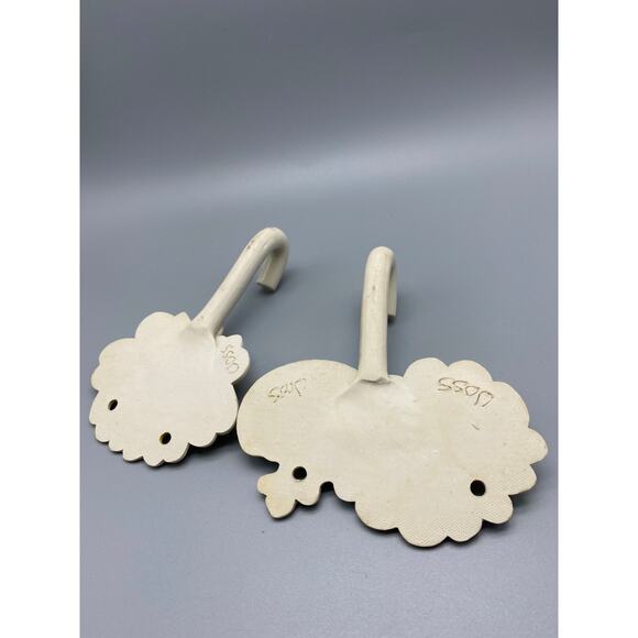 Handmade pottery signed wall hooks shabby chic boho Eclectic Pair Floral - Picture 5 of 7
